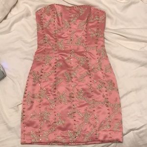 Diamond studded pink flower fancy dress